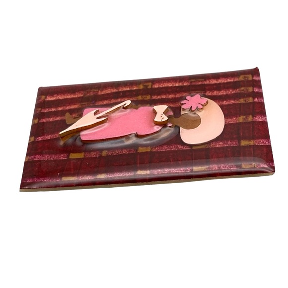 Vintage “Woman Pins” by Lucinda Lady in Pink with Parasol - Picture 3 of 8